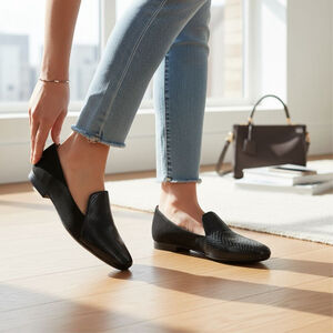 Naturalizer Women Snake Print Microsuede Leather Moccasins Loafers Sz 7 M BLACK